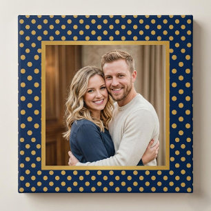 Classic Navy & Gold Polka Dot Frame Photo Poster