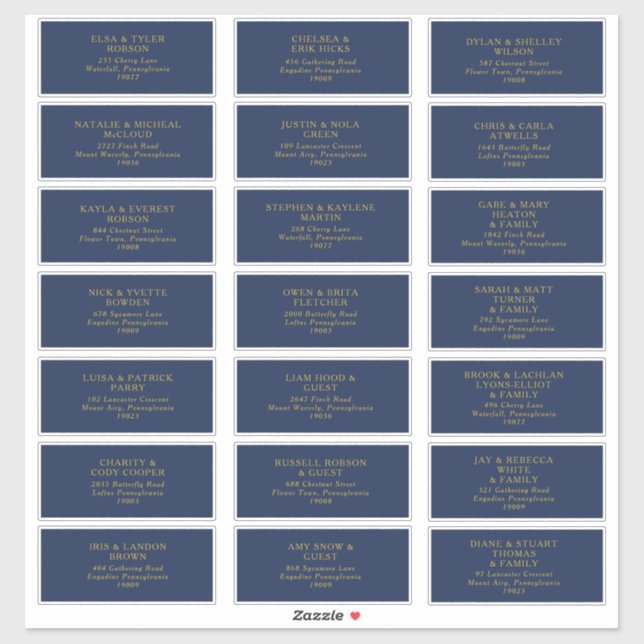 Classic Navy | Gold Wedding Guest Address Labels (Sheet)