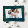 Classic navy green plaid simple Christmas photo Holiday Card