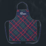 Classic Navy Green Red Tartan Plaid Monogram Apron<br><div class="desc">A sophisticated navy, green, and red tartan plaid with a personalized name in elegant script on a navy header panel makes this apron a refined monogram gift. The rich jewel-toned tartan works beautifully for Christmas entertaining, holiday cooking, or as a thoughtful gift for the woman who loves classic style. Name...</div>