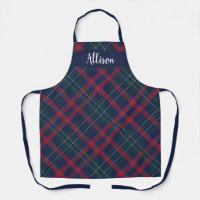 Classic Navy Green Red Tartan Plaid Monogram