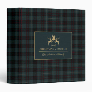 Classic Navy Green Tartan Plaid Christmas Memories 3 Ring Binder