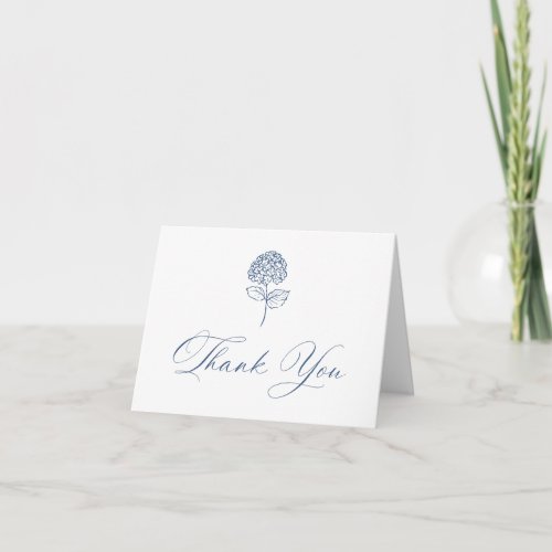 Classic Navy Hydrangea Photo Wedding Thank You Card