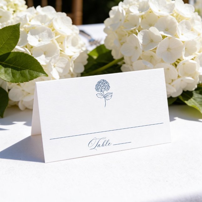 Classic Navy Hydrangea Wedding Place Card (Creator Uploaded)