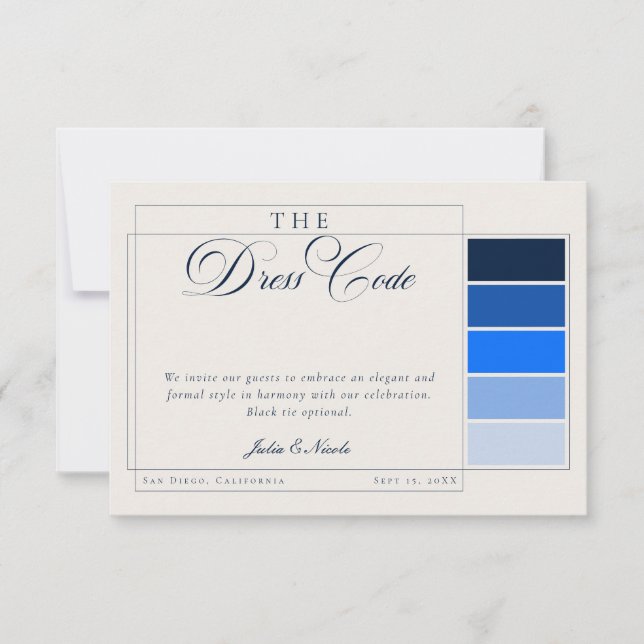 Classic Navy Ivory Calligraphy Formal Dress Code Invitation (Front)