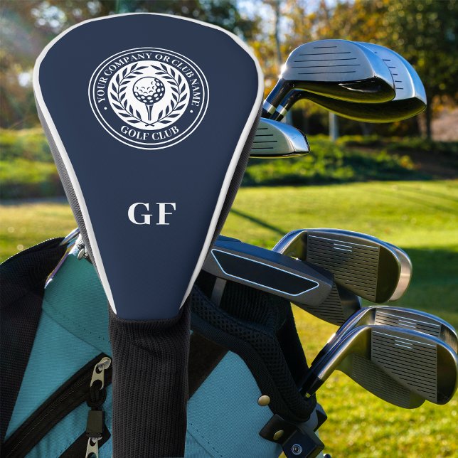 Classic Navy Laurel Wreath Custom Name Monogram Golf Head Cover (Creator Uploaded)