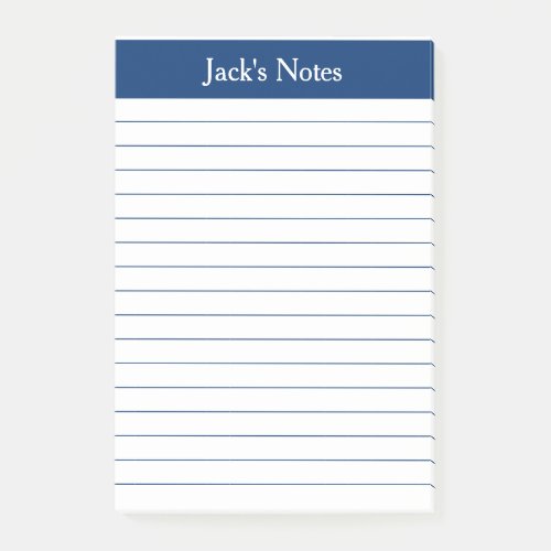 Classic Navy Lined Personalized Post_it Notes