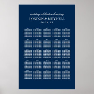 Classic Navy Monogram Wedding Seating Poster