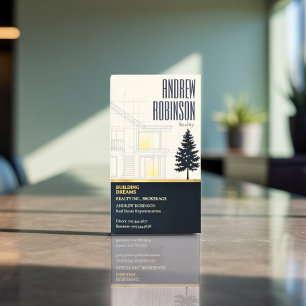 Classic Navy Open House Floor Plan Elegant Detail  Business Card Magnet