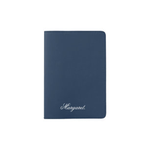 Classic Navy Passport Holder Featuring Your Name