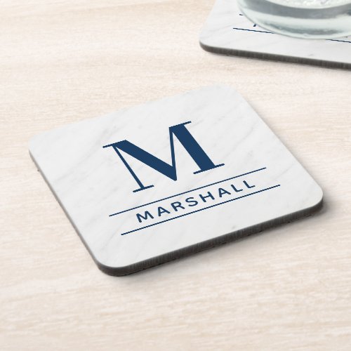 Classic Navy Personalized Family Monogram Initial Beverage Coaster