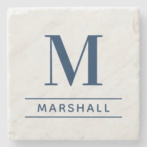 Classic Navy Personalized Family Monogram Initial Stone Coaster