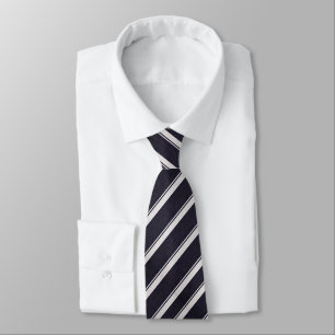 Classic Navy & Silver Diagonal Striped Neck Tie