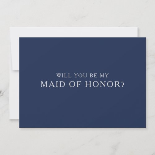 Classic Navy Silver Maid of Honor Proposal Card