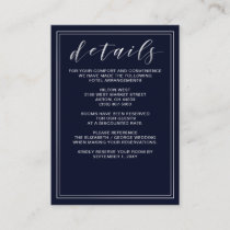 Classic Navy Silver Wedding details card