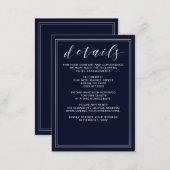 Classic Navy Silver Wedding details card (Front/Back)