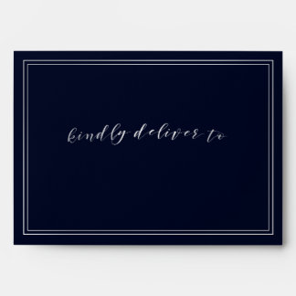 Classic Navy Silver Wedding Envelope