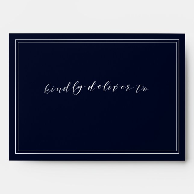 Classic Navy Silver Wedding Envelope (Front)