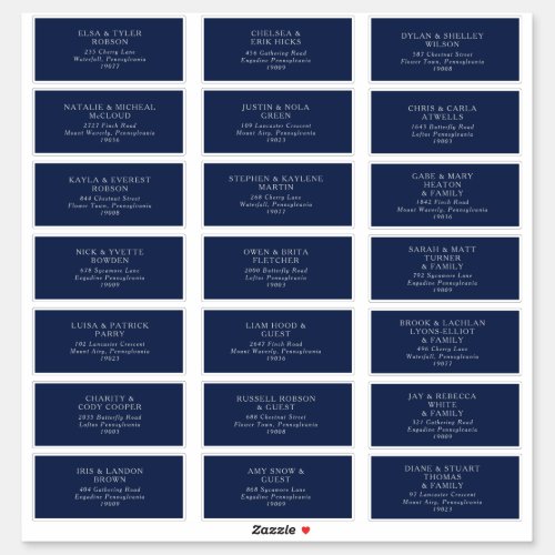 Classic Navy  Silver Wedding Guest Address Labels