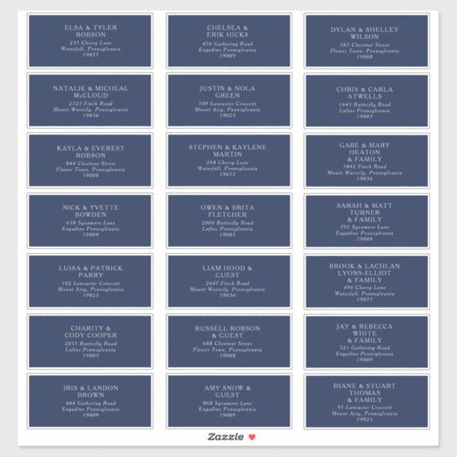Classic Navy | Silver Wedding Guest Address Labels (Sheet)