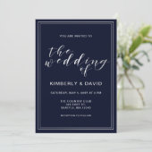 Classic Navy Silver Wedding Invitation (Standing Front)