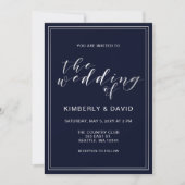 Classic Navy Silver Wedding Invitation (Front)