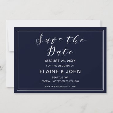 Classic Navy Silver Wedding save the dates Save The Date
