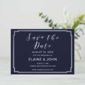 Classic Navy Silver Wedding save the dates Save The Date (Standing Front)