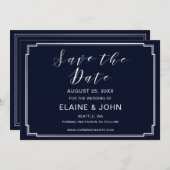 Classic Navy Silver Wedding save the dates Save The Date (Front/Back)