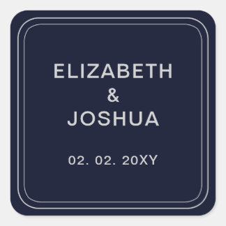 Classic Navy Silver Wedding Square Sticker