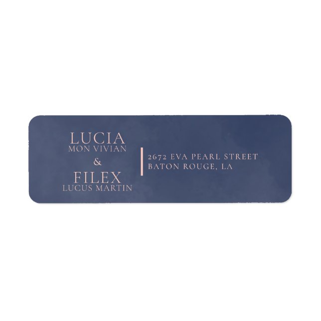 Classic Navy Smoke Blue Wedding Return Address Label (Front)