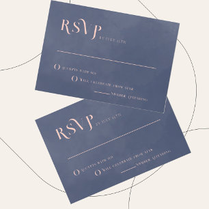 Classic Navy Smoke Blue Wedding RSVP Card