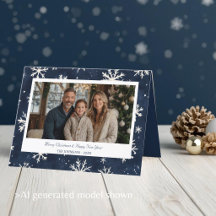 Classic Navy Snowflake Christmas Photo