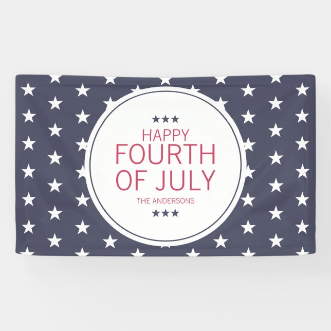 Classic Navy Stars Fourth of July Independence Day Banner (Horizontal)