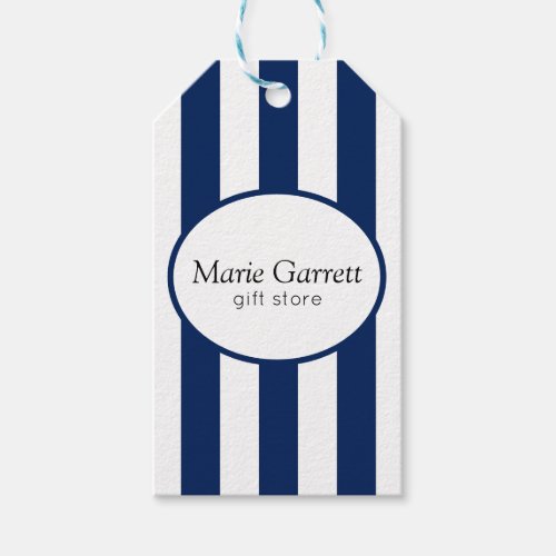 Classic Navy Stripe Business Gift Tags