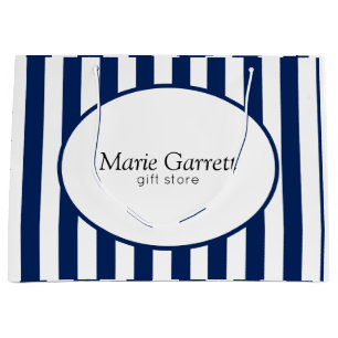 Classic Navy Stripes Custom Large Gift Bag