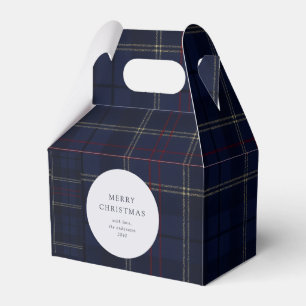 Classic Navy Tartan Plaid Holiday Cookie Favor Boxes