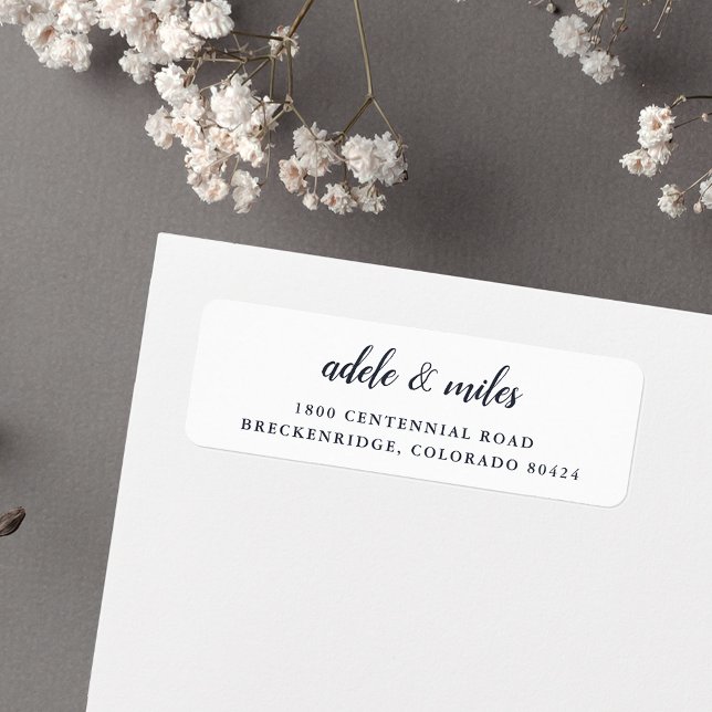 Classic Navy & White Calligraphy Return Address Label (Creator Uploaded)