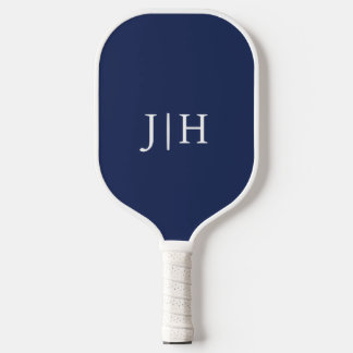 Classic Navy/White Simple Monogram Minimalist Pickleball Paddle
