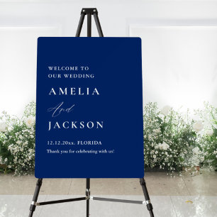 Classic Navy & White Wedding Welcome Sign