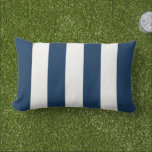 Classic Navy White Wide Cabana Stripe Lumbar Pillow<br><div class="desc">A classic lumbar pillow featuring rich navy and white wide cabana stripes. The timeless vertical stripe pattern delivers nautical,  resort-inspired style perfect for patio furniture,  pool decks,  or porch seating. A sophisticated accent that anchors any outdoor space with confident coastal character.</div>