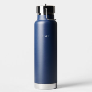 Classic Navy with White Monogram Water Bottle