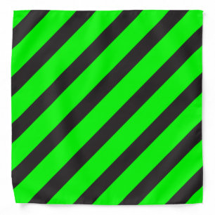 Classic Neon Green and Black Diagonal Stripes Bandana