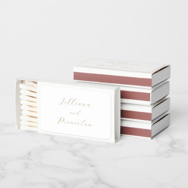 Classic Neutral Elegant Wedding Matchboxes (Stacked)