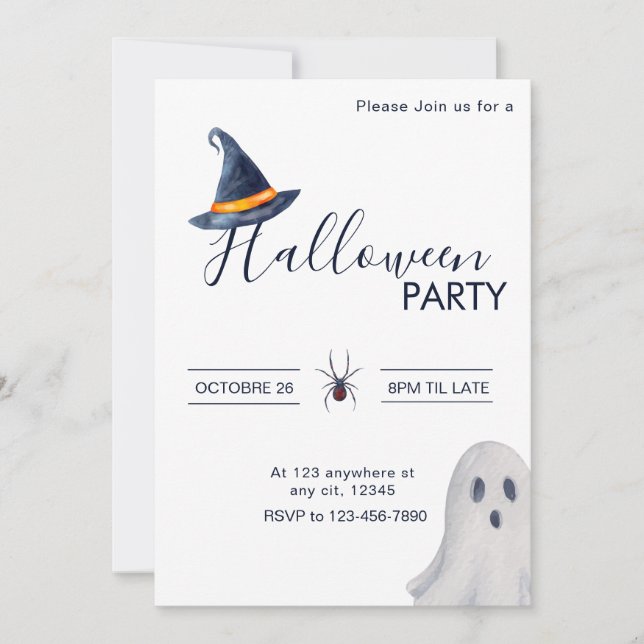 Classic Neutral Halloween Party Invitation (Front)