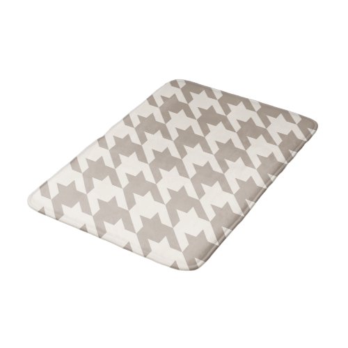 Classic Neutral Ivory Taupe Houndstooth Pattern Bath Mat
