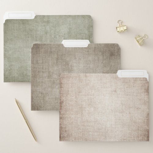 Classic Neutral Linen Textured Fabric Look File Folder