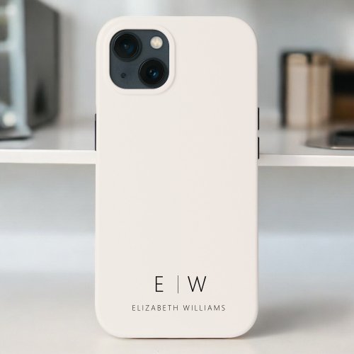 Classic Neutral Modern Minimalist Monogram Name iPhone 13 Case