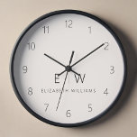 Classic Neutral Modern Minimalist Monogram Name Clock<br><div class="desc">Enhance your home decor with our Classic Elegant Modern Minimalist Monogram Wall Clock. This exquisite timepiece seamlessly combines timeless elegance with contemporary minimalism, elevating your living space to new levels of sophistication. Crafted with precision and meticulous attention to detail, this wall clock is more than just a functional accessory; it's...</div>