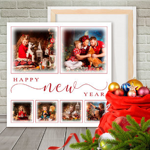 Classic New Year Photo Collage Red Foam Board